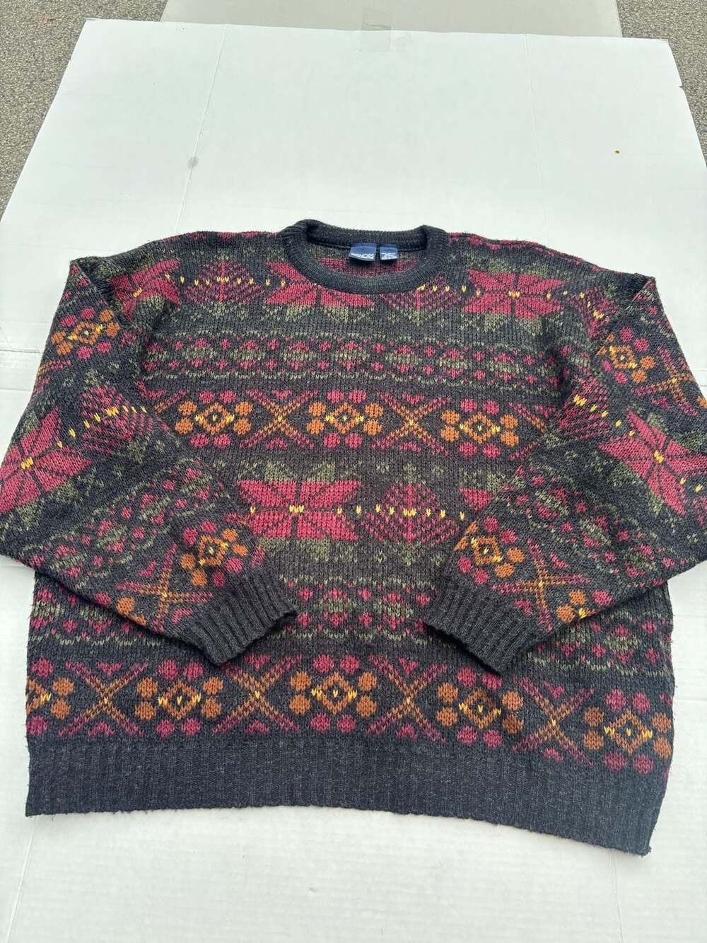 Honors Vintage 90s Geometric Pattern Crewneck Pullover Sweater 2XL
